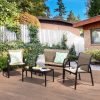 Costway 4 PCS Patio Furniture Set Sofa Coffee Table