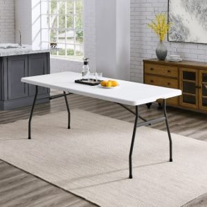 Mainstays White 6 Foot Fold-in-Half Plastic Table
