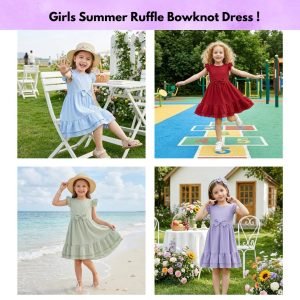 Girls Summer Ruffle Bowknot Dress !