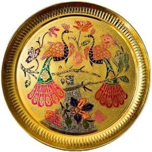 Decorative Peacock Brass Thali Plate