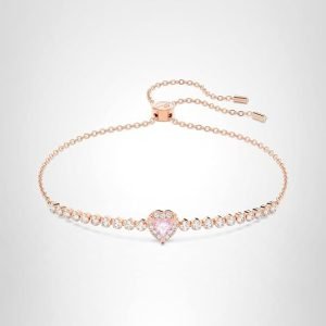 Swarovski One Heart Bracelet – Pink Crystal, Rose Gold-Tone Finish