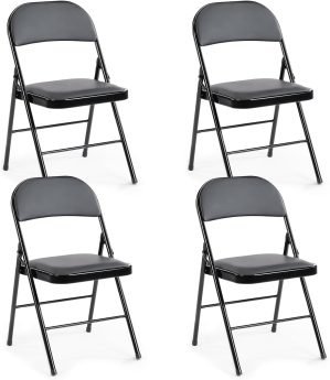 4-Pack Leather Padded Folding Chairs 