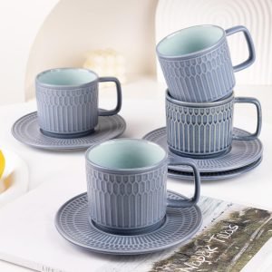8oz Cappuccino Cups & Saucers Set of 4 