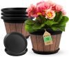 4 Pack Flower Pots Outdoor
