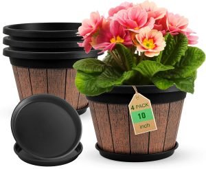 4 Pack Flower Pots Outdoor