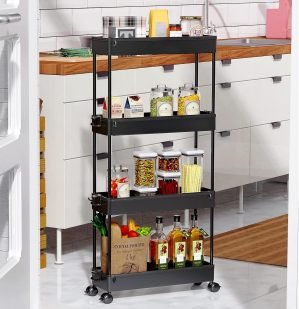 Slim Rolling Storage Cart 4 Tier 