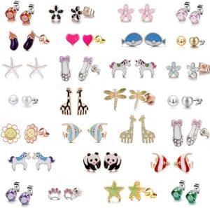 30 Pairs Hypoallergenic Earrings for Girls