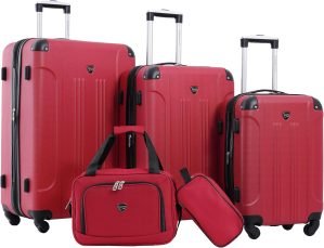 Travelers Club Chicago 5-Piece Hardside Luggage Set (Red) 