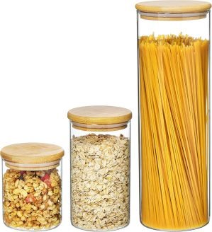 Vtopmart 3-Pack Kitchen Containers with Airtight Bamboo Lids 