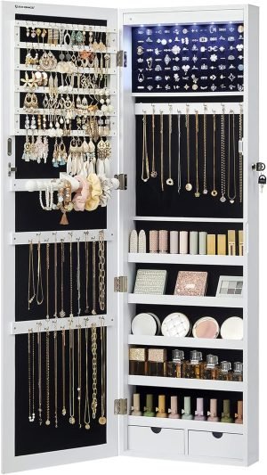 SONGMICS LED Mirror Jewelry Cabinet