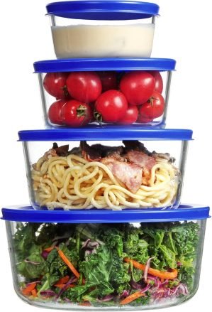Vtopmart 4-Pack Glass Bowls with Lids 
