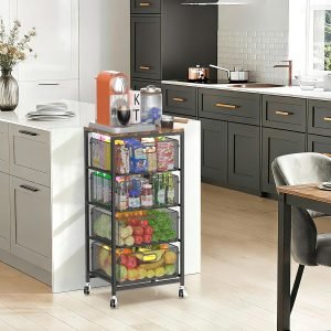 Rolling Cart with Drawers 4-Tier