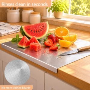 Stainless Steel Cutting Board with Lip for Kitchen