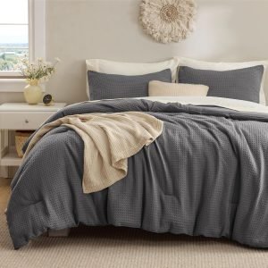 Bedsure Waffle Comforter Set Twin