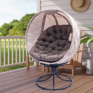 Modern Cocoon Design Egg Chair with Cup Holder & Storage Basket