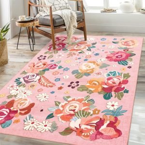 Pink Floral Rug 3×5