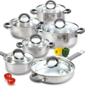 Cook N Home Basics Stainless Steel Cookware Set 