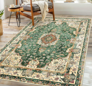 Green Washable Area Rug 3′ x 5′