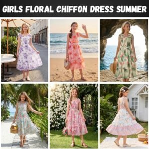 Girls Floral Chiffon Dress Summer