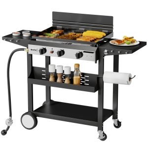 Tcisa 3-Burner 23″ Outdoor Flat Top Grill & Gas Griddle