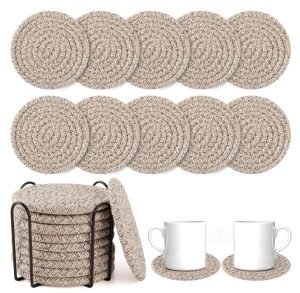 10 Pcs Drink Coasters with Holder