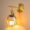 Vintage Gold Wall Sconces with Cute Amber Tulip Glass Lampshade