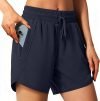 Women’s  High Waisted Running Shorts with Zipper Pockets