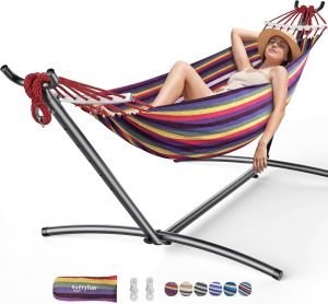 Double Hammock with Heavy-Duty Steel Stand