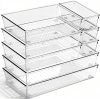 8 Pack Large Clear Plastic Drawer Organizer Bins