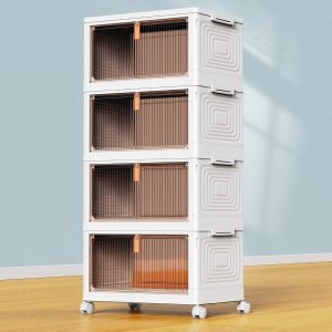 4-Tier Plastic Storage Bins with Lid