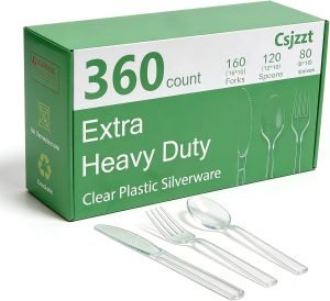 Plastic Silverware Heavy Duty Clear Cutlery Set 