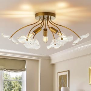 Modern Floral Glass Semi Flush Mount Ceiling Light