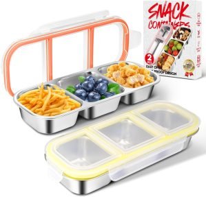 2 Pack Stainless Steel Snack Containers with Lids
