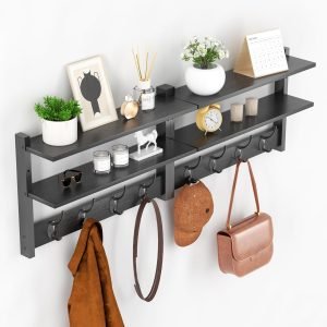 2 Tier Coat Rack Wall Mount with Shelf