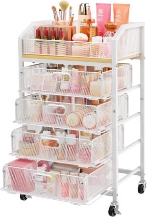 Makeup Organizer Cart with 4 Drawers