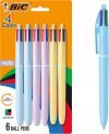 4-Color Pastel Multicolor Ballpoint Pens 6-Pack