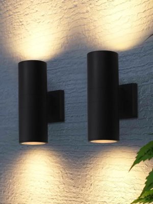 2-Pack 12″ Outdoor Cylinder Wall Lights