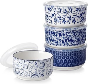 4-Piece Ceramic Serving Bowl Set with Lids