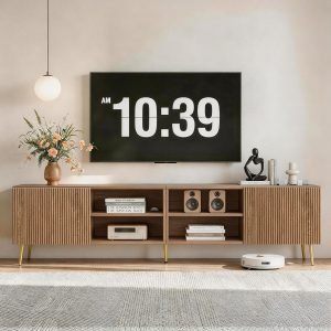 Modern 86″ Wood TV Stand for Living Room