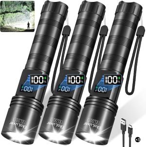3Pack Rechargeable Flashlights 10000 High Lumens