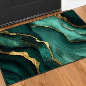 2×3 ft Green & Gold Abstract Area Rug 