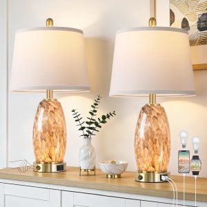  Glass Table Lamp Set of 2