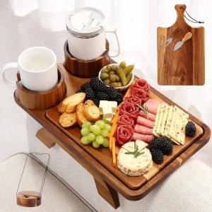 Couch Arm Tray with Cheese Board 