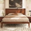 Solid Wood Queen Bed Frame with Charging Station & Headboard