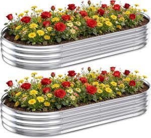 Galvanized Raised Garden Bed Outdoor 2 Pack