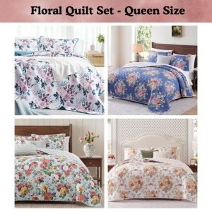 Floral Quilt Set – Queen Size
