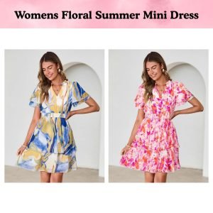 Womens Floral Summer Mini Dress