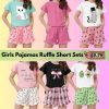 Girls Pajamas Ruffle Short Sets