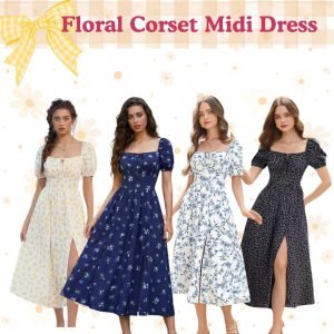 Floral Corset Midi Dress