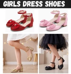 Girls Dress Shoes Bow Glitter Heels